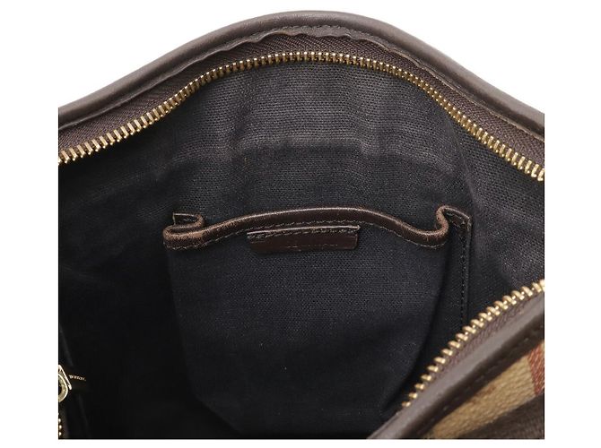 Borsa a tracolla in PVC e pelle Burberry Nova Check Marrone Beige - vista 8