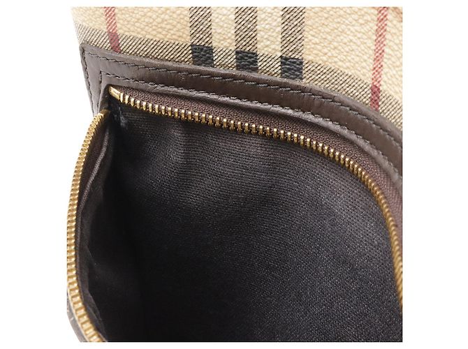 Borsa a tracolla in PVC e pelle Burberry Nova Check Marrone Beige - vista 9