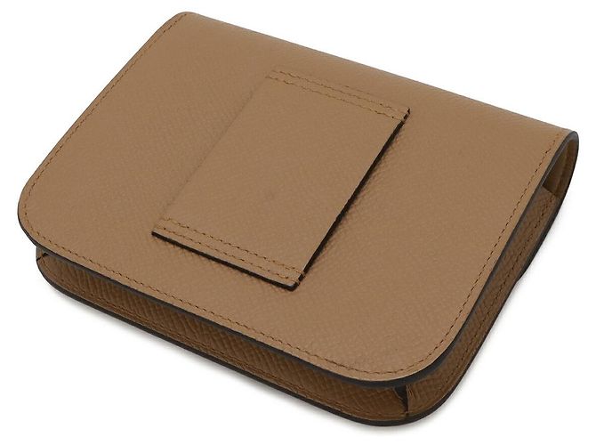 Hermès Portafoglio pieghevole slim Hermes Constance Beige Marrone - vista 2