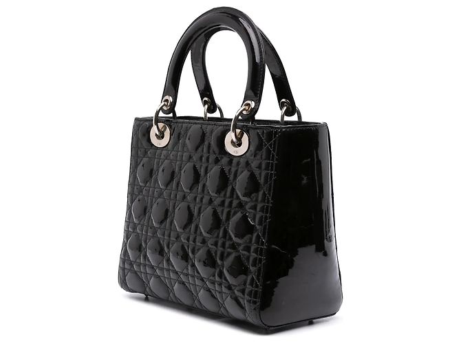 Dior Lady Dior Medium Vernice Nero Argento - vista 3
