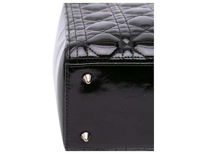 Dior Lady Dior Medium Vernice Nero Argento - vista 6