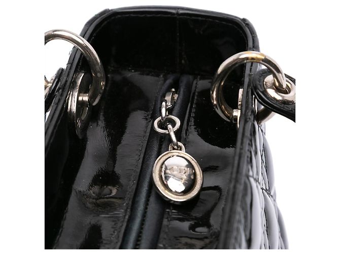Dior Lady Dior Medium Vernice Nero Argento - vista 8