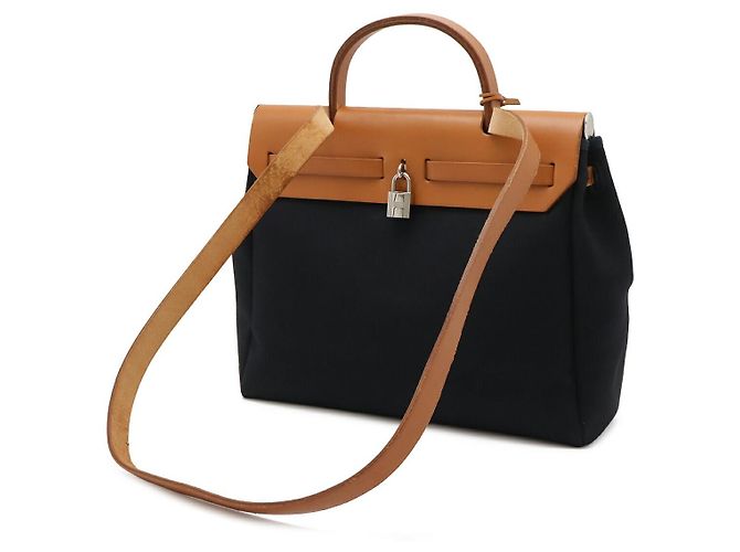 Hermès Borsa 2WAY Hermes Herbag PM Nero Beige - vista 2