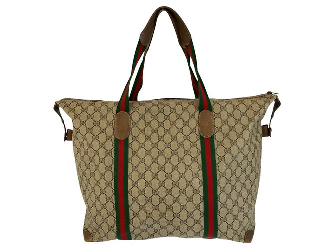 Gucci Vintage GG Supreme Canvas Boston Tote Braun Beige - Ansicht 2