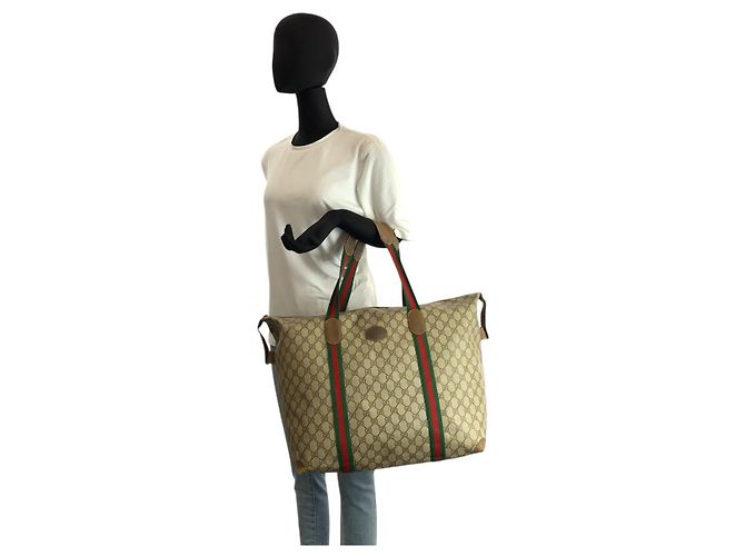 Gucci Vintage GG Supreme Canvas Boston Tote Braun Beige - Ansicht 8