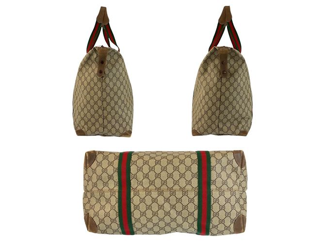Gucci Vintage GG Supreme Canvas Boston Tote Braun Beige - Ansicht 9