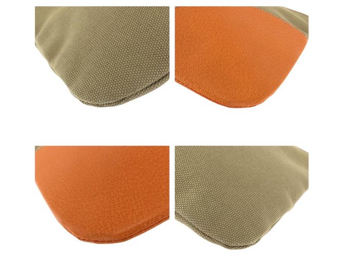 Clutch de lona e couro com logo Prada Marrom Bege - vista 3