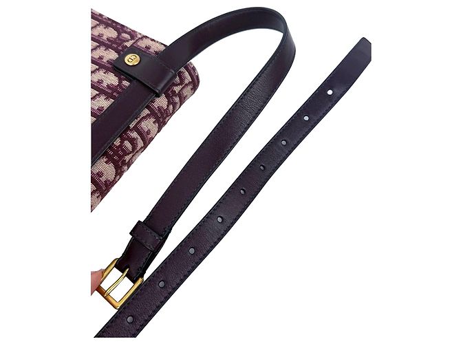 Borsa a tracolla clutch Christian Dior Oblique Saddle Bordeaux Rosso - vista 3