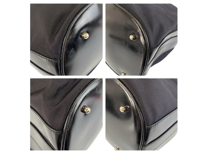 Borsa a mano Gucci Bamboo Nylon Leather Nero - vista 4
