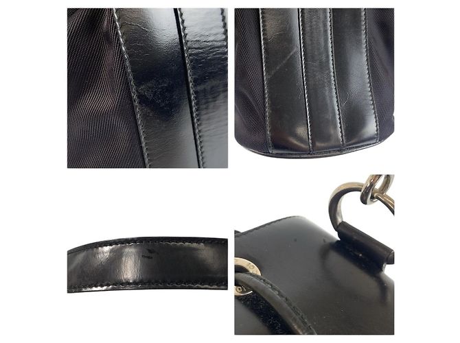 Borsa a mano Gucci Bamboo Nylon Leather Nero - vista 5