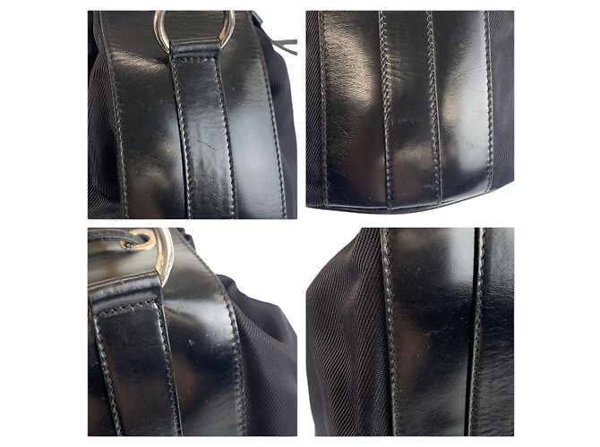 Borsa a mano Gucci Bamboo Nylon Leather Nero - vista 6