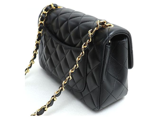 Borsa a tracolla Chanel Mini Classic in agnello Nero - vista 2