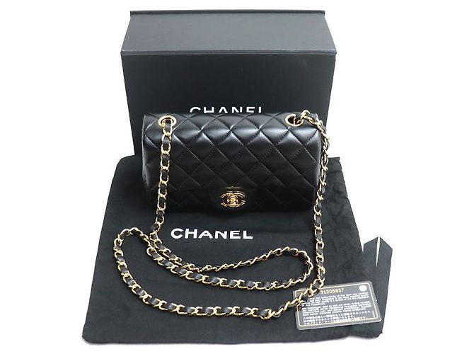 Borsa a tracolla Chanel Mini Classic in agnello Nero - vista 9