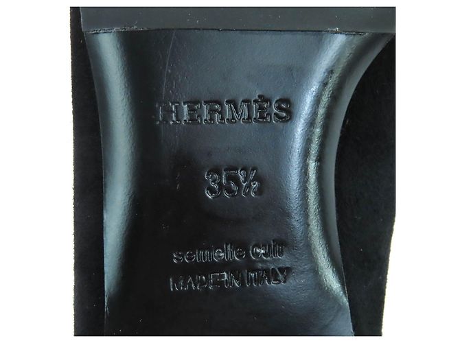 Hermès Décolleté Bilbao Kelly Buckle Suede Hermes Nero - vista 11
