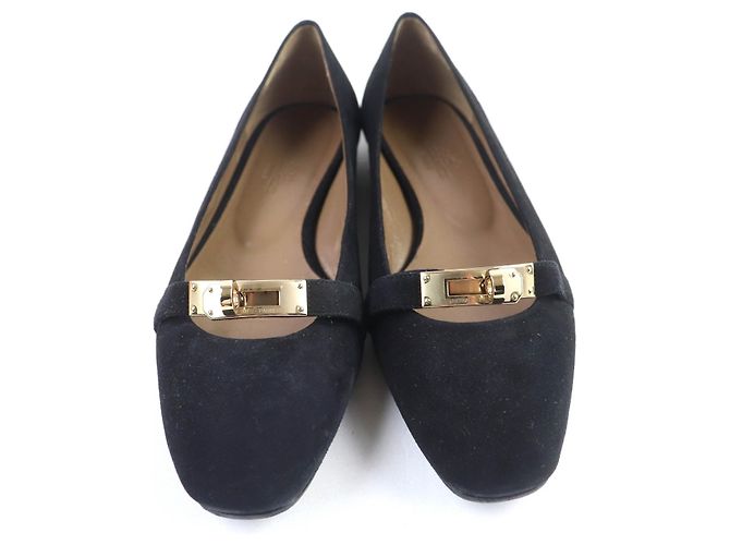 Hermès Décolleté Bilbao Kelly Buckle Suede Hermes Nero - vista 4
