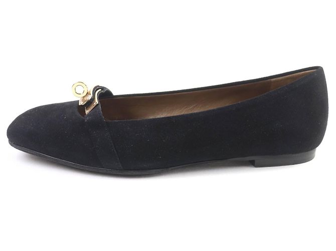 Hermès Décolleté Bilbao Kelly Buckle Suede Hermes Nero - vista 5