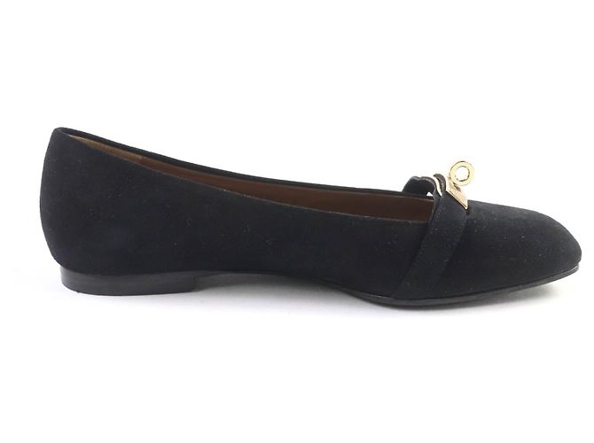 Hermès Décolleté Bilbao Kelly Buckle Suede Hermes Nero - vista 6