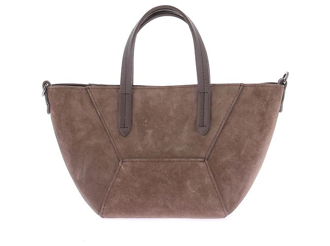 Brunello Cucinelli Mini borsa BC Duo in scamosciato ornata con Monile Marrone - vista 3