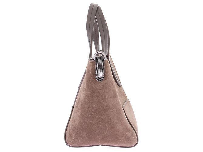 Brunello Cucinelli Mini borsa BC Duo in scamosciato ornata con Monile Marrone - vista 4