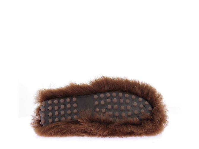 Tod's Mocassini "Gommimo" in shearling marrone - vista 7