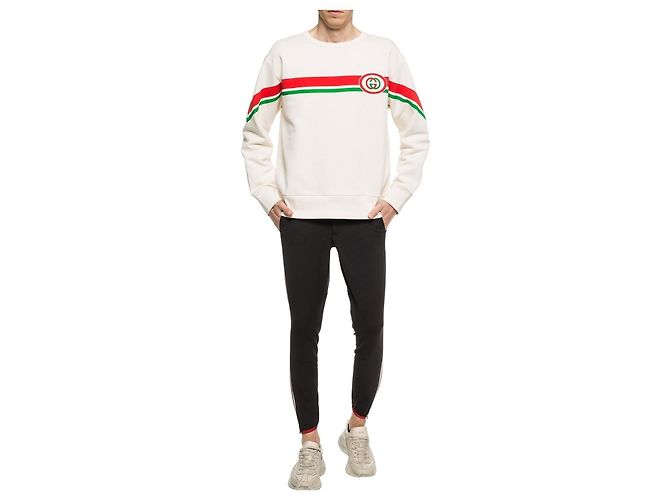 Gucci Sweatshirt mit GG-Logo und Rundhalsausschnitt Weiß - Ansicht 7