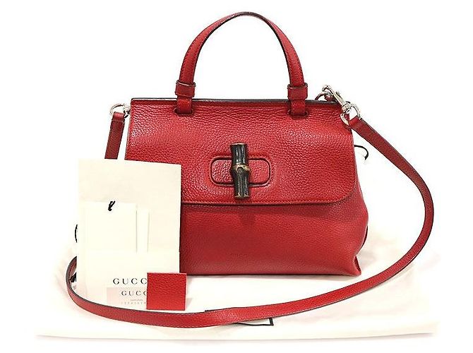 Gucci Piccola borsa a manico Bamboo in pelle rossa Rosso - vista 2