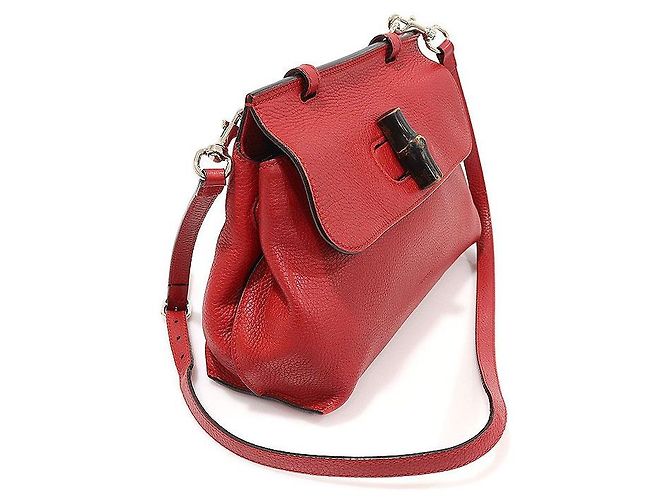 Gucci Piccola borsa a manico Bamboo in pelle rossa Rosso - vista 3