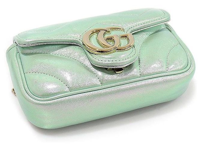 Gucci Borsa a tracolla con catena GG Marmont matelassé chevron iridescente verde chiaro - vista 5