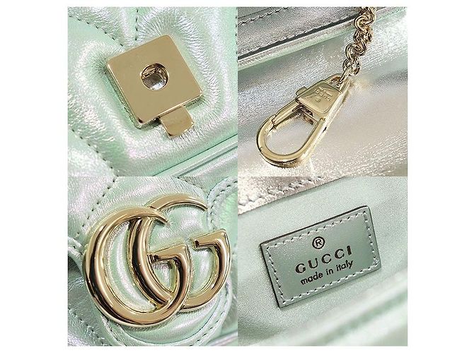 Gucci Borsa a tracolla con catena GG Marmont matelassé chevron iridescente verde chiaro - vista 7