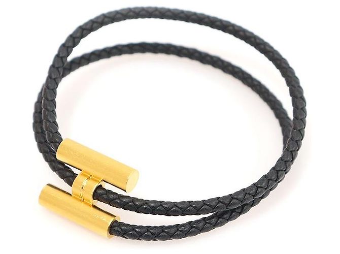 Hermès Gold-Toned Swift Calfskin Bracelet Black - view 2