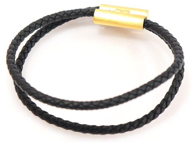 Hermès Gold-Toned Swift Calfskin Bracelet Black - view 4