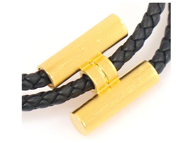 Hermès Gold-Toned Swift Calfskin Bracelet Black - view 5