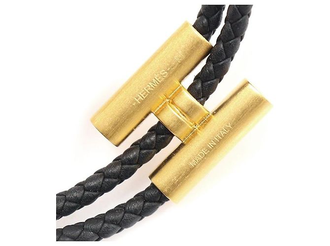 Hermès Gold-Toned Swift Calfskin Bracelet Black - view 7