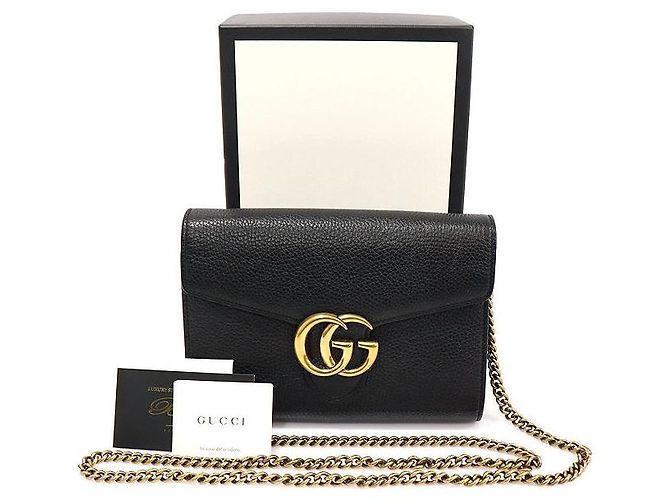 Gucci Mini borsa a tracolla GG Marmont in pelle texturizzata nera Nero - vista 2