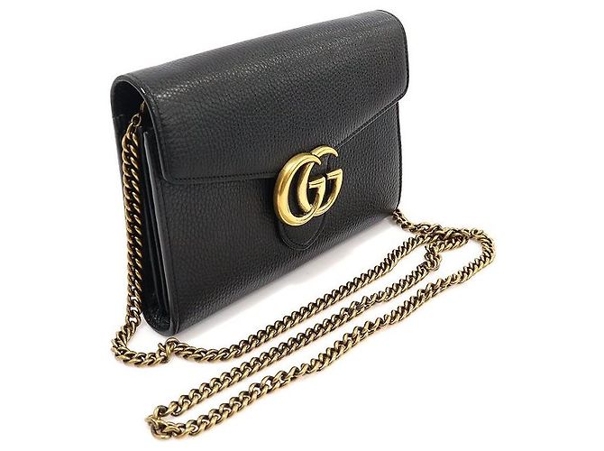 Gucci Mini borsa a tracolla GG Marmont in pelle texturizzata nera Nero - vista 3