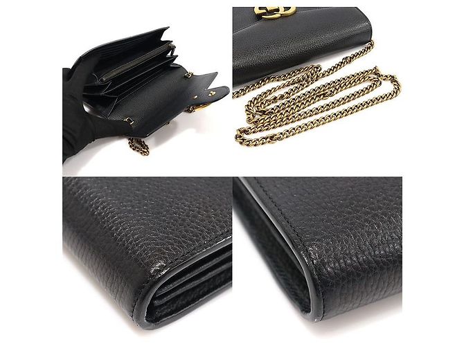 Gucci Mini borsa a tracolla GG Marmont in pelle texturizzata nera Nero - vista 6