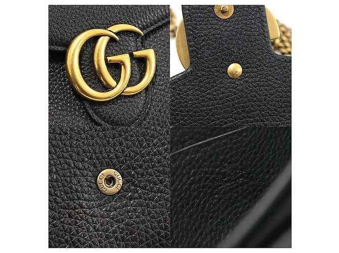 Gucci Mini borsa a tracolla GG Marmont in pelle texturizzata nera Nero - vista 7