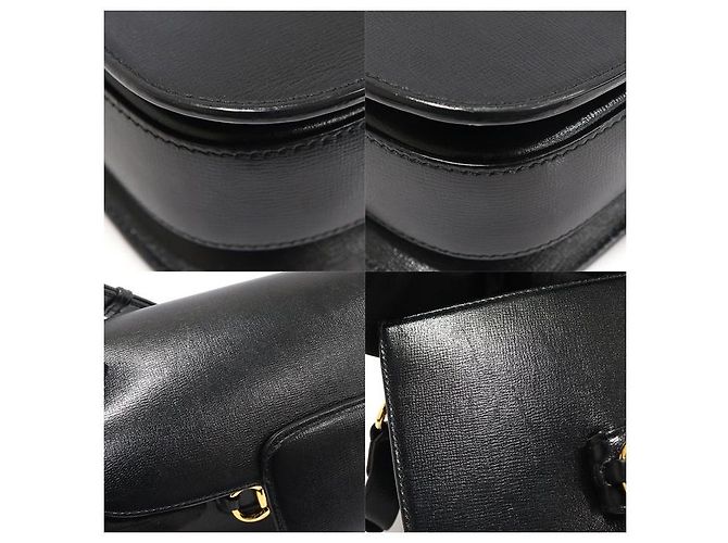Gucci Piccola borsa a tracolla in pelle texturizzata nera con morsetto Nero - vista 5