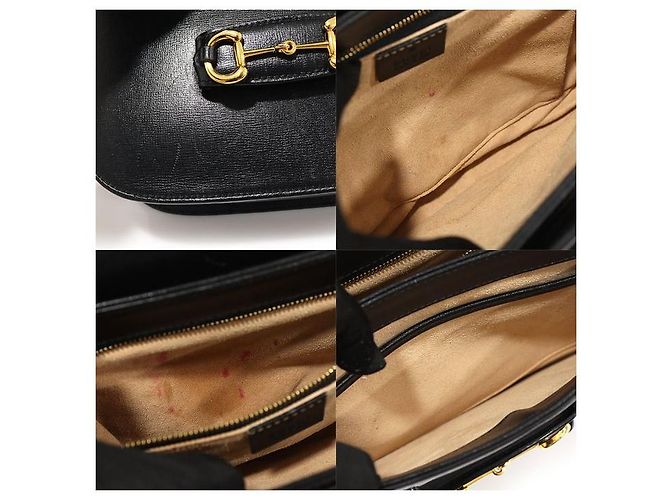 Gucci Piccola borsa a tracolla in pelle texturizzata nera con morsetto Nero - vista 6