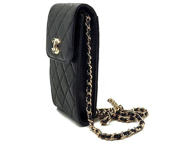 Chanel Mini borsa a tracolla con catena - Porta telefono in pelle di agnello Nero - vista 2