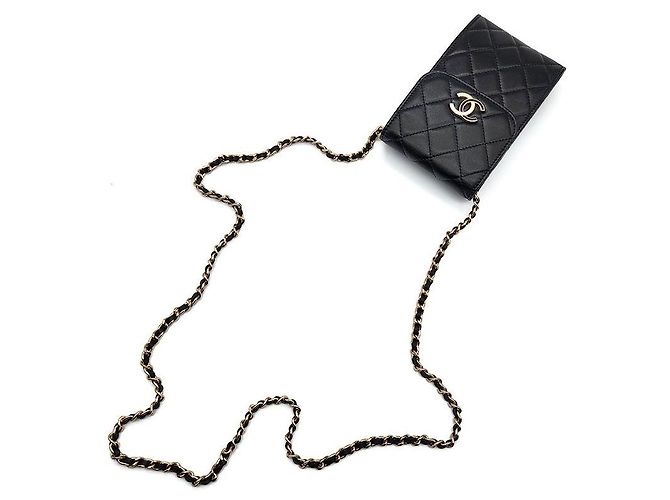 Chanel Mini borsa a tracolla con catena - Porta telefono in pelle di agnello Nero - vista 4