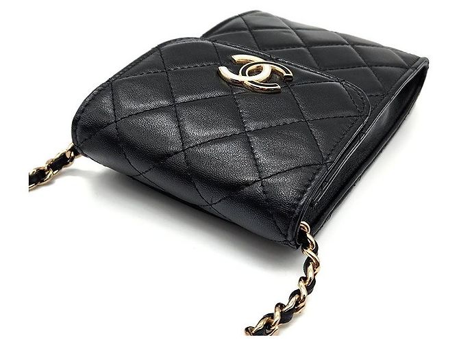 Chanel Mini borsa a tracolla con catena - Porta telefono in pelle di agnello Nero - vista 6