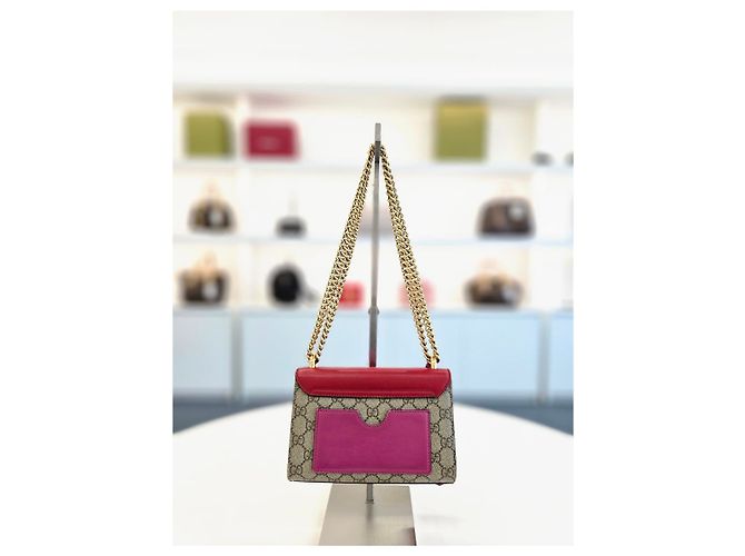 Gucci Piccola borsa a tracolla e crossbody Paddy Lock in GG Supreme con catena Marrone - vista 10