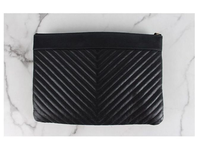 Chanel Clutch Mademoiselle CC Gold Nero - vista 4