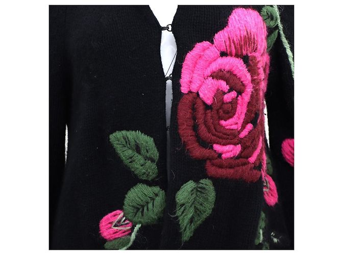 Kenzo Strickjacke mit Blumenstickerei Schwarz - Ansicht 3