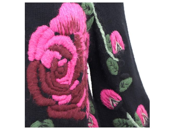 Kenzo Strickjacke mit Blumenstickerei Schwarz - Ansicht 4