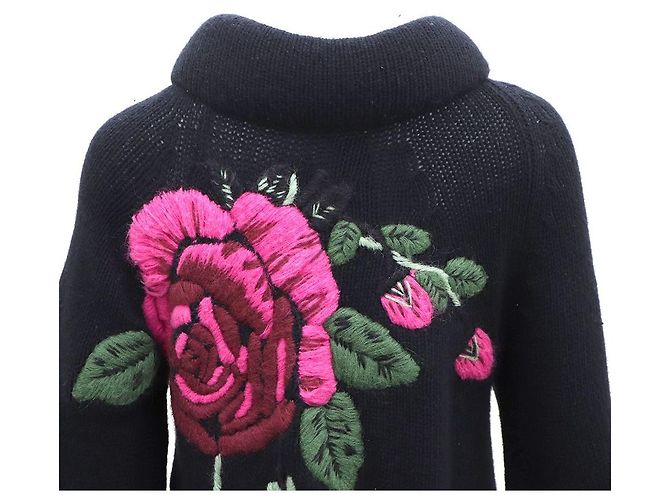 Kenzo Strickjacke mit Blumenstickerei Schwarz - Ansicht 6