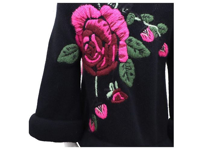 Kenzo Strickjacke mit Blumenstickerei Schwarz - Ansicht 7