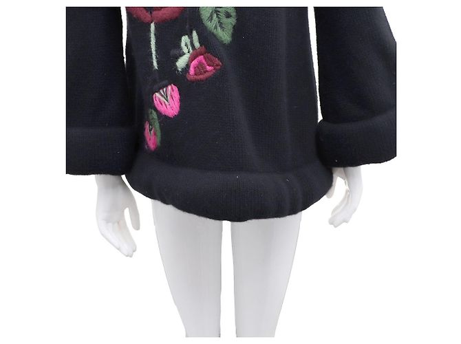 Kenzo Strickjacke mit Blumenstickerei Schwarz - Ansicht 8