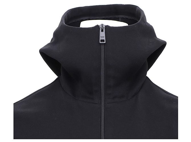 Prada Giacca con cappuccio e zip con logo grafico Nero - vista 2